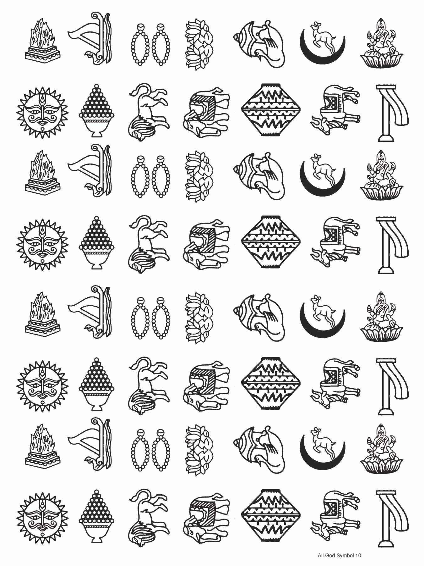 All God Symbols 10 Golden Embossed Sheet A4 Size