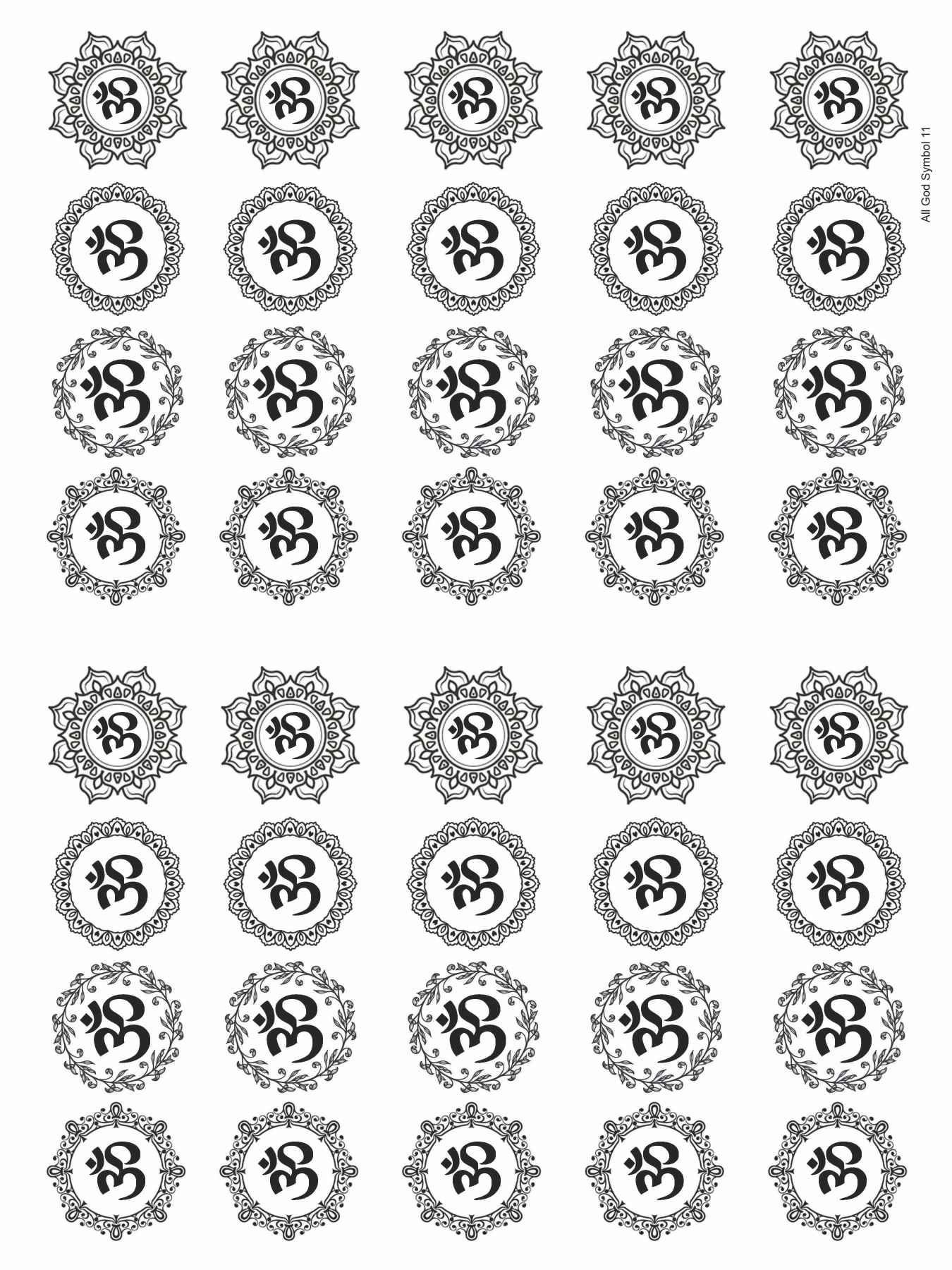 All God Symbols 11 Metal Insert Sheet