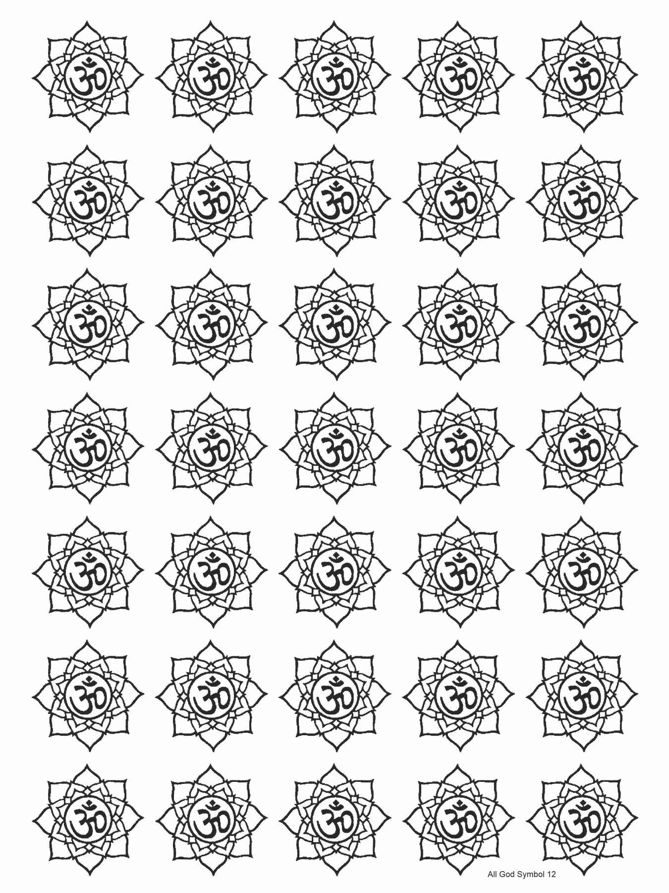 All God Symbols 12 Golden Embossed Sheet A4 Size