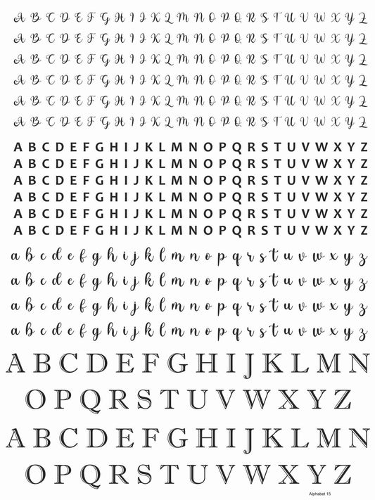 Alphabet 15 Metal Insert Sheet