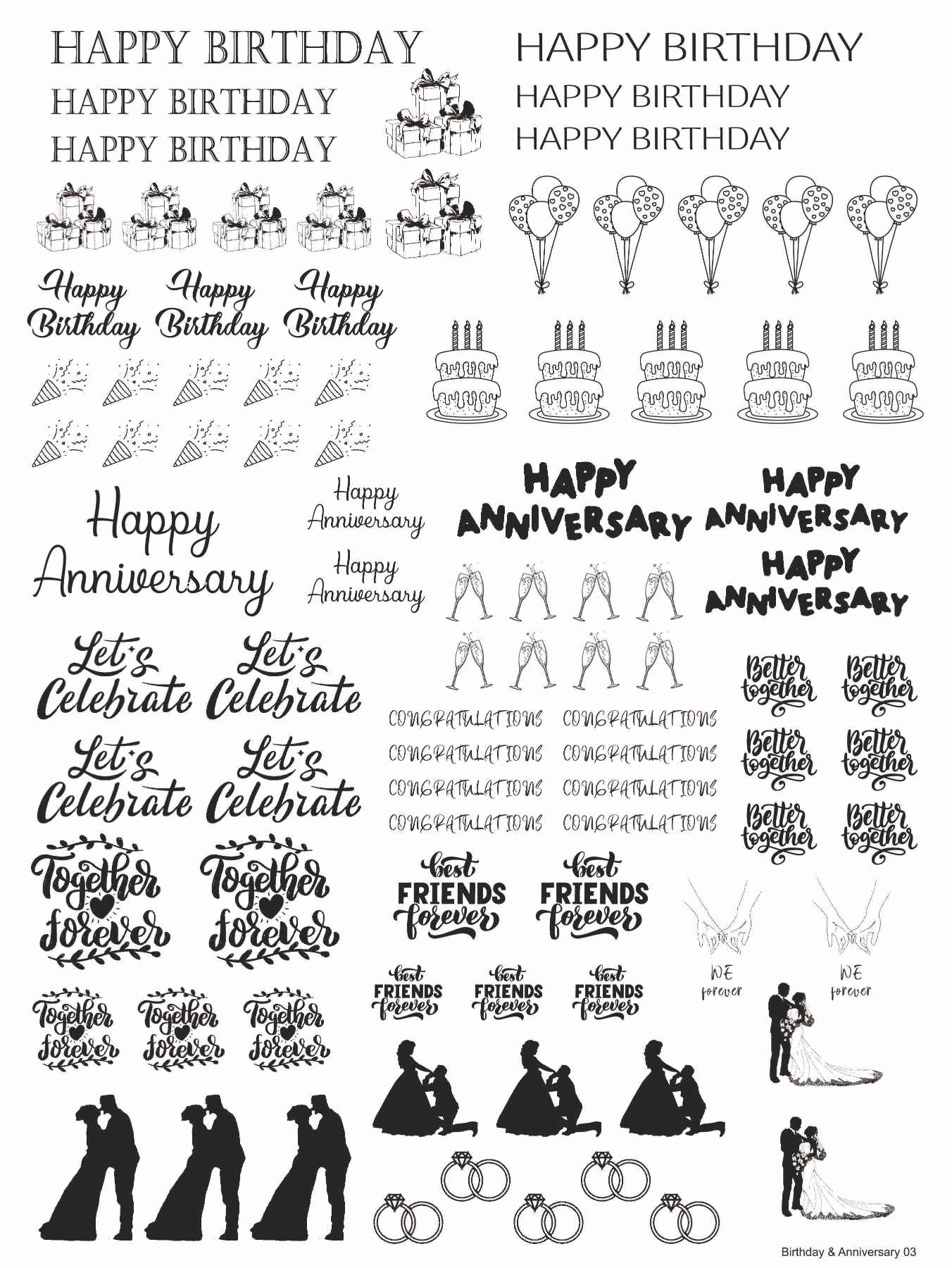 Birthday & Anniversary 03 Golden Embossed Sheet A4 Size