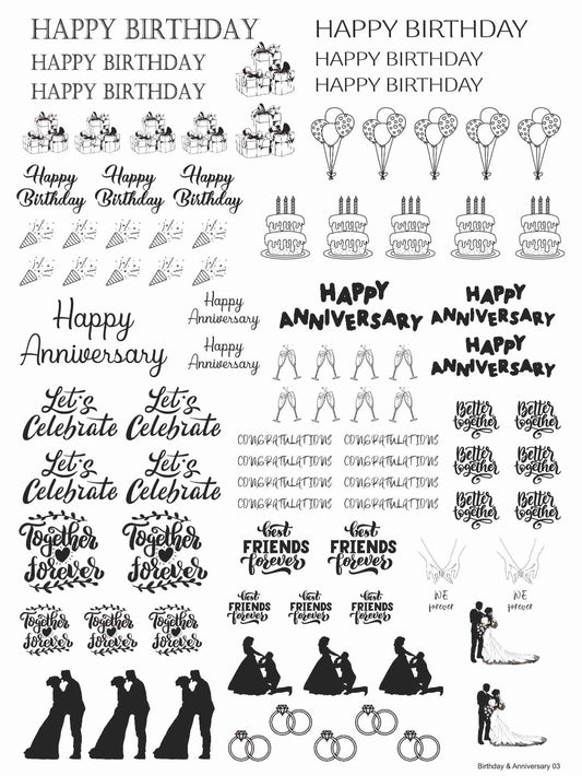 Birthday & Anniversary 03 Golden Embossed Sheet A4 Size