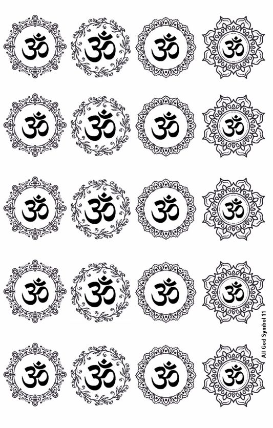 All God Symbols 11 Golden Embossed Sheet A5 Size