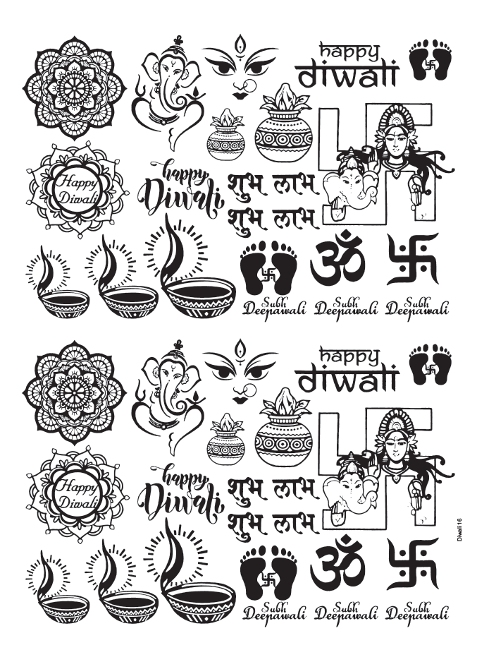 Diwali 16 Golden Embossed Sheet A5 Size