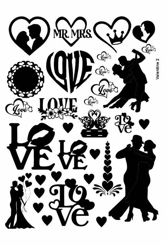 Valentines Day 02 Golden Embossed Sheet A5 Size