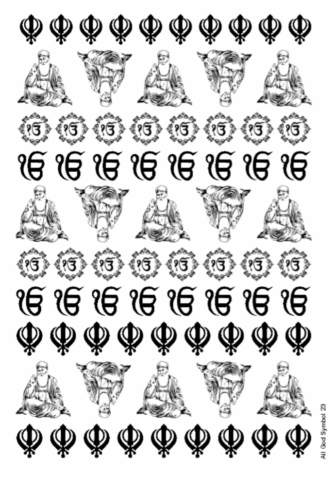 All God Symbols 23 Golden Embossed Sheet A5 Size